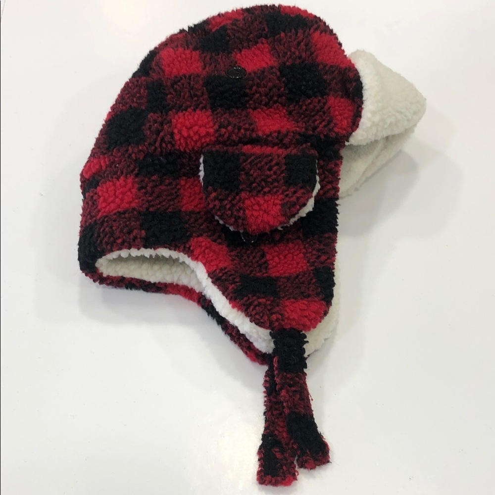 Kids Red Plaid Sherpa-Lined Trapper Hat - Picture 13 of 15